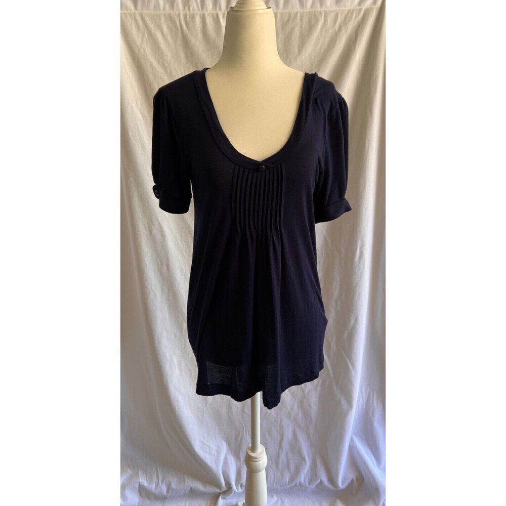 Joe's navy blue pleated t-shirt blouse medium